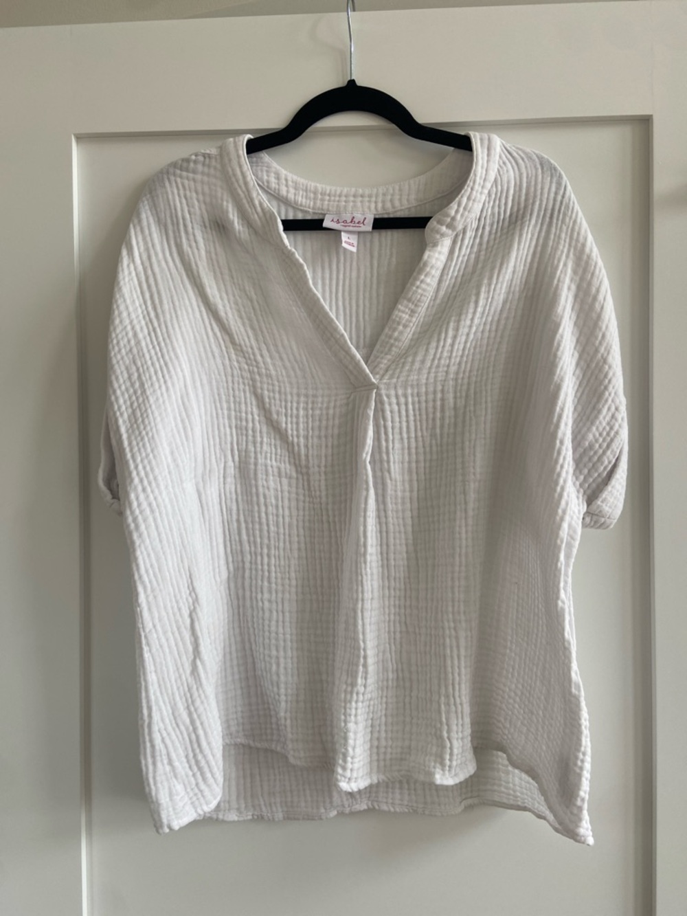 Maternity Soft White Gauze V-Neck Women's Top by Isabel